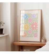 Pastel Papatya Duvar Sanatı, Sevimli Çiçek Sanatı Posteri, Danimarka Pastel Dekoru