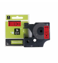 PUUN®Dymo D1 43617 6 mm x 7 mt . Muadil Kırmızı Etikete Siyah Yazı Şerit Etiket Kaseti (Çok Renkli)