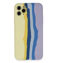 Newface Apple iPhone 11 Pro Kılıf Ebruli Lansman Silikon - Sarı-Lila