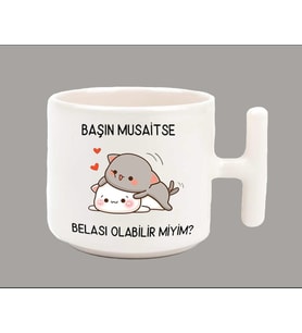 Başın Müsaitse Belası Olabilir Miyim? Espirili T Kulp Latte Kupa Bardak