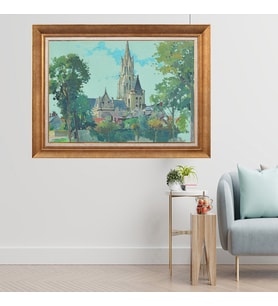 Çerçeveli Paspartulu Manzara Tablo dft257 (Gold)
