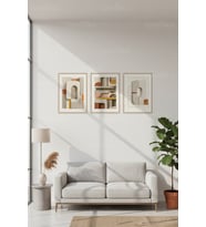 Modern Soyut Geometrik Sanat 3’lü Ahşap Çerçeveli Tablo Seti