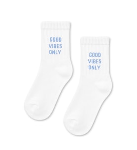 Good Vibes Only Yazılı Beyaz Yarım Konç Kısa Çorap