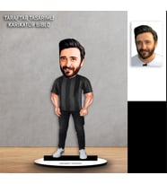 Kişiye Özel Karikatür Siyah Beyaz ErkekTaraftar Tasarımlı  Biblo  B123