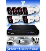 PICAM 6 Kameralı Kare 6 Dış Kamera Set HDD'siz Full HD Gece Görüşlü Güvenlik Kamerası Sistemi