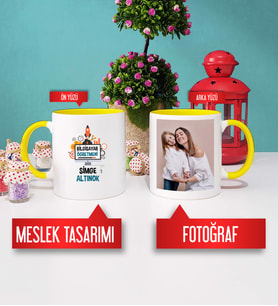 Bilgisayar Öğretmenine Hediye Bilgisayar Öğretmeni Kupa Bardak Sarı Fotoğraflı