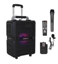 Shile SL-2017 50 Watt Taşınabilir Seyyar Aktif Amfi Hoparlör Kablosuz EL + Yaka Mikrofonlu USB+SD+BT Kumandalı