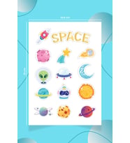 Çocuklar İçin Özel Kesimli Uzay Stickerları