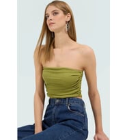 Fitted Straplez Crop Bluz Esnek Örme Kumaş Günlük Stil Özel Tasarım Konforlu Kesim Mükemmel Uyum (Çok Renkli)