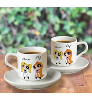 Powerpuff Girls Bubbles&Blossom Türk Kahvesi Fincanı Seti İkili Kişiye Özel