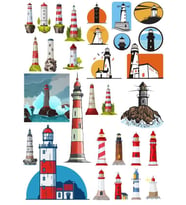 Deniz Feneri Sticker Set-1 20 Parça Telefon, Tablet, Defter, Laptop Sticker