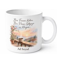 Balkonda Kahve Keyfi Yazılı Baskılı Kupa Bardak Hediye Porselen Mug