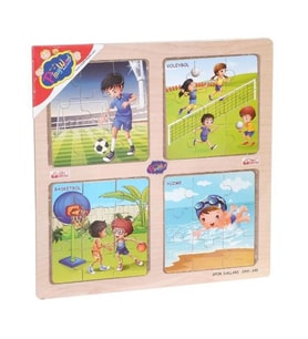Playwood Ahşap Eğitici 4 lü Puzzle Spor Dalları Ony345
