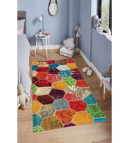 Dijital Baskılı Kaymaz Taban Yıkanabilir Kolay Temizlenir Modern Çocuk Odası Halısı NDÇ-SD-412 (Çok Renkli)