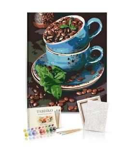 Sayılarla Boyama Seti 40 x 50 cm Tuval Şasesine Gerili Çekirdek Kahve Fincanı