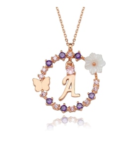 Manolya Çiçeği Düşler Işıltısı 14K Rose Gold Kadın Kolye (101)