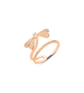 Gümüş rose  zirkon taşlı yusufçuk modeli ayarlamalı eklem yüzük SGTL12158ROSE