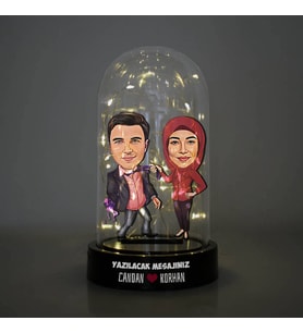 Seni Asla Bırakmam Karikatürlü Işıklı Fanus Biblo