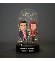 Seni Asla Bırakmam Karikatürlü Işıklı Fanus Biblo
