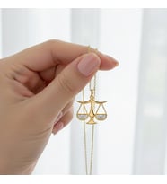 925 Ayar Gümüş Gold Terazi Burcu Kolye