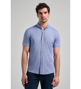 Saks Uzun Kol Düz Örme Düğmeli Yaka Cepsiz Pamuklu Classic Slim Fit Gömlek 1004250152_305