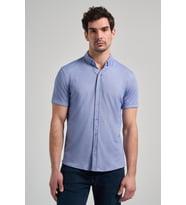 Saks Uzun Kol Düz Örme Düğmeli Yaka Cepsiz Pamuklu Classic Slim Fit Gömlek 1004250152_305