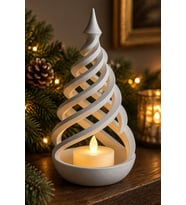 Minimalist Spiral Noel Ağacı Şeklinde LED Mum Tutucu