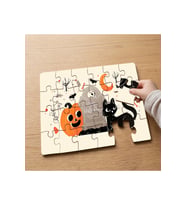 Halloween - Balkabağı - Kedi Tasarımlı 24 Parça Ahşap Çocuk Puzzle MPK0519