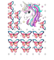 Yenilebilir Şeker Kağıt Tek Boynuzlu At Unicorn Temalı Pasta Süsleme
