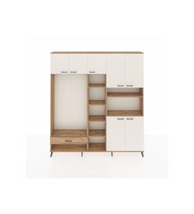 Arges Dolap 11 Raflı Tek Çekmeceli 7 Kapaklı 220x30x243 Çam-Aytaşı/Çam