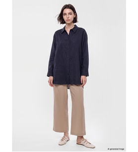 LCW Modest Bej Beli Lastikli Geniş Paça Kadın Pantolon