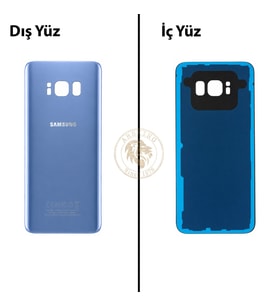 Samsung Galaxy S8 Mavi Renk Arka Kapak Arka Cam Batarya Kapağı Pil Kapağı Lazer Kesim Back Cover Galaxy S8 Uyumlu