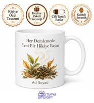 Oolong Çayı Temalı Baskılı Kupa Bardak Özel Tasarım Hediye Çay Severlere