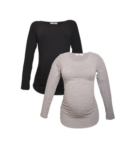 LuvmaBelly MYRA2301_2304 Hamile tshirt seti (Siyah-Gri)