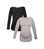 LuvmaBelly MYRA2301_2304 Hamile tshirt seti (Siyah-Gri)