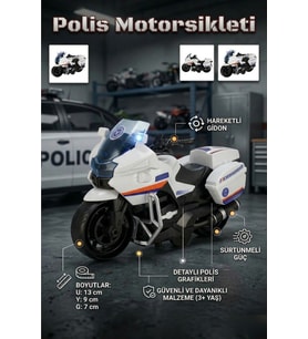 Polis Motorsikleti Sürtünmeli Hareketli Gidonlu Oyuncak Motor