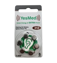 YesMed Extra Power 312 Numara İşitme Cihazı Pili, Kulaklık Pili, Duyma Pili, Kulak Pili, Kulak Cihazı Pili (1 Paket = 6 Adet Pil)