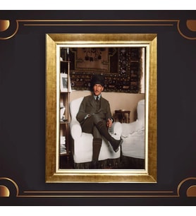 Altın Varaklı Çerçeveli Paspartulu Atatürk Tablo z4728 (Gold)