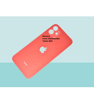 Tkgz - iPhone 12 Arka Pil Batarya Kapağı - Cam kapak Geniş Lens Deliği - KIRMIZI