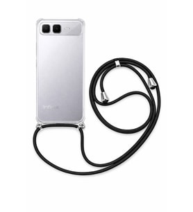 İnfinix Smart 10 Plus Boyun Askılı Şeffaf Tank Kılıf Siyah