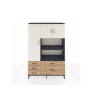 Hyperion Dolap 7 Raflı 5 Çekmeceli 3 Kapaklı 132x44x195 Antrasit-Aytaşı/Çam