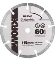 WORX WA5048 115x9,5mm Fayans, Seramik, Mermer Kesme Soketli Elmas Daire Testere Bıçağı