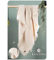 Bontino 4 Katlı %100 Pamuk Müslin Bebek Battaniyesi Saçaklı Çok Amaçlı 110x90 cm