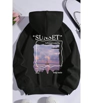 Unisex Sunset Baskılı Sweatshirt (Siyah)