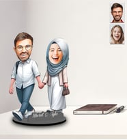 Kişiye Özel Sevgili Tasarımlı Karikatür İki Katmanlı Ahşap Biblo Model-45