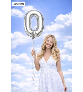Silver 0 Rakamı 100 cm Folyo Balon – Parlak Gümüş Dev Parti Balonu