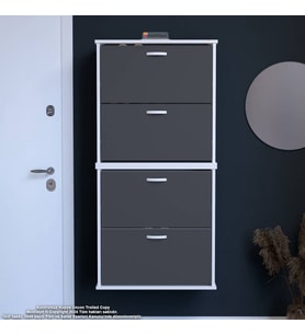 Modilayn UMAY' 2 Li Asma Antre Hol 72 x 156x26 cm’ lik 4 Düşer Kapak 8 Raf Bölmeli Ayakkabılık