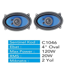 Hoparlör Seti Oval Kapaksız Sentinel 120 Watt