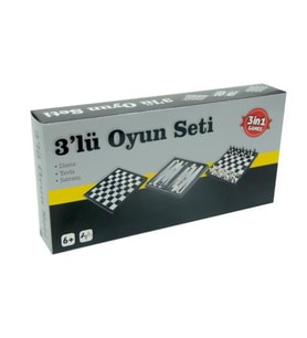3'lü Oyun Seti (Dama, Tavla, Satranç)
