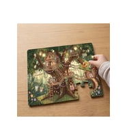 Ağaç Ev ve Sevimli Hayvanlar Tasarımlı 24 Parça Ahşap Çocuk Puzzle